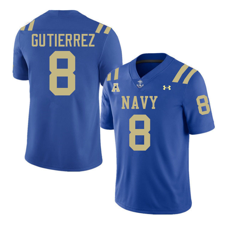 Navy Midshipmen #8 Jackson Gutierrez College Football Jerseys,Apparels Stitched-Royal